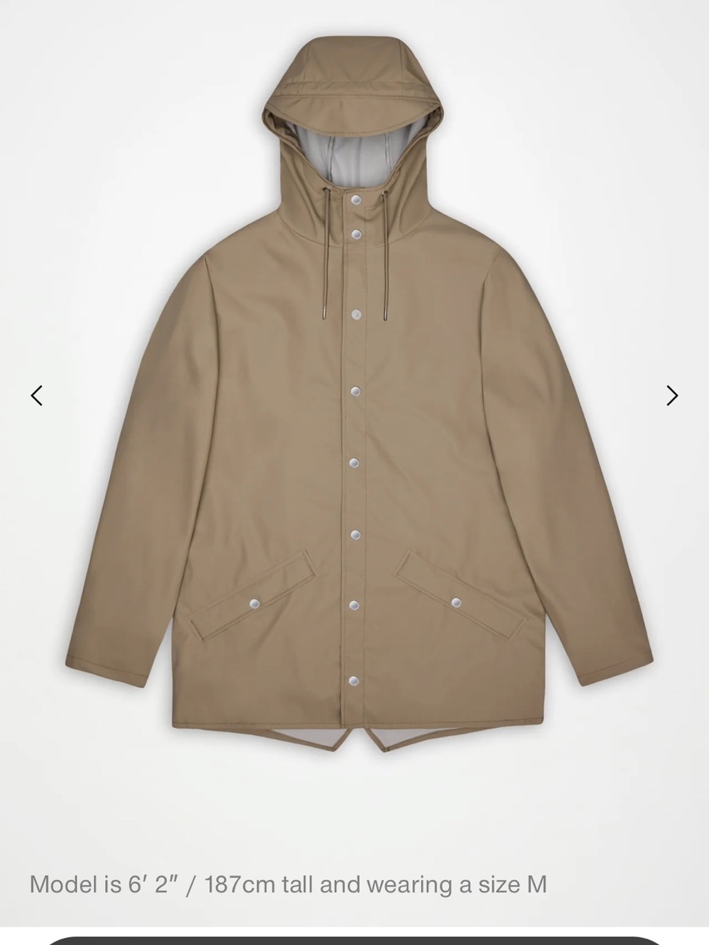 RAINS Jacket W3 Sand Waterproof Hooded Rain Jacket Unisex Size M NWT
